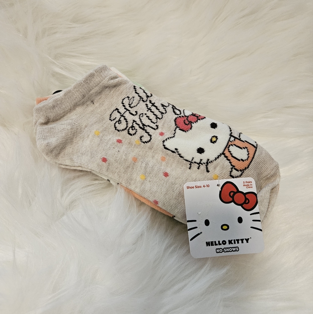Cute Hello Kitty No-Shows Socks - 5 Pairs / SIZE: 4-10
